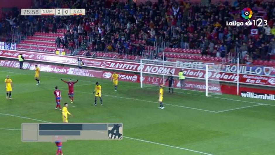 Gol de Nacho Sánchez (3-0) en el Numancia 3-0 Gimnàstic