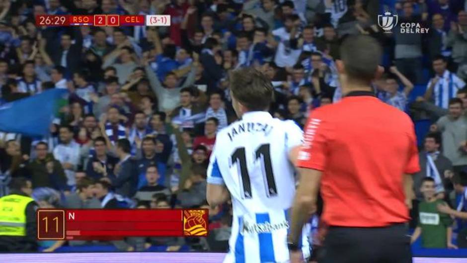 Gol de Januzaj (2-0) en el Real Sociedad 2-0 Celta de la Copa del Rey