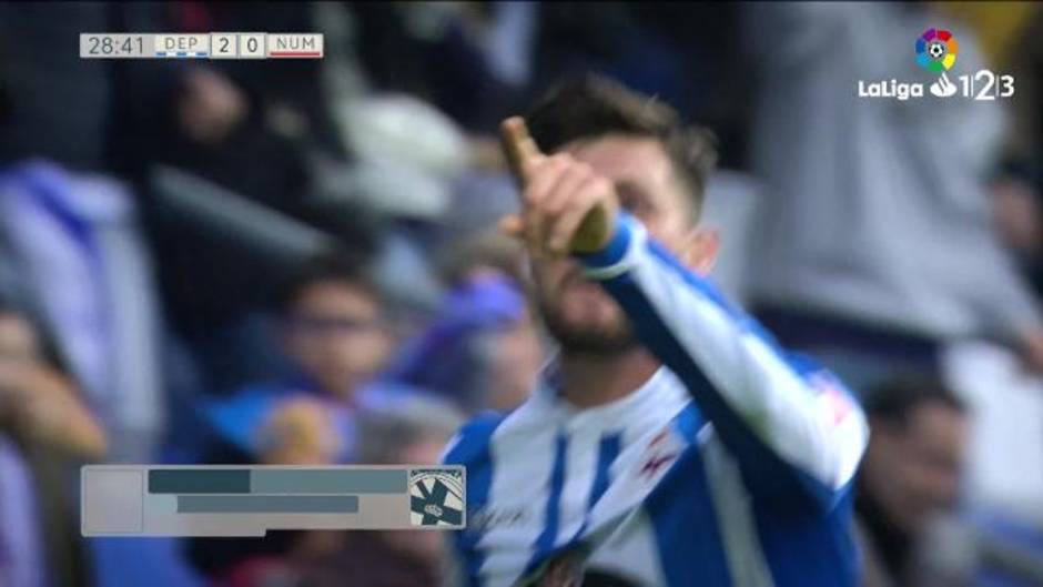 Gol de Borja Valle (2-0) en el Deportivo 2-2 Numancia