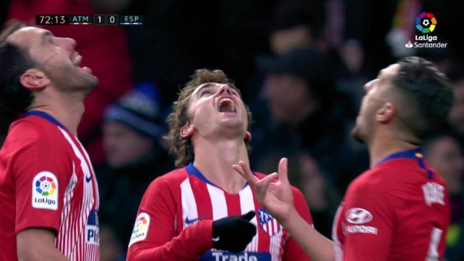 Curiosa celebración del gol en el Atlético 1-0 Espanyol