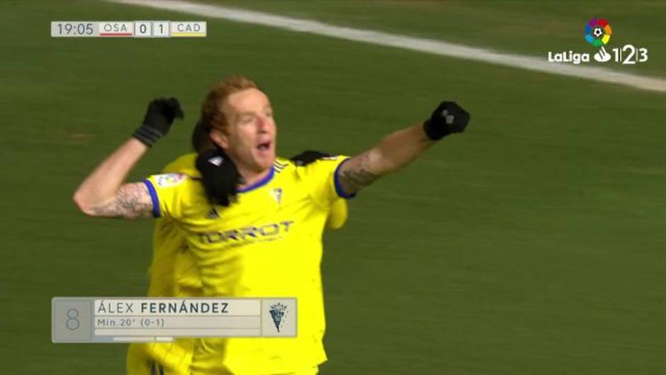 Gol de Álex Fernández (0-1) en el Osasuna 2-1 Cádiz CF