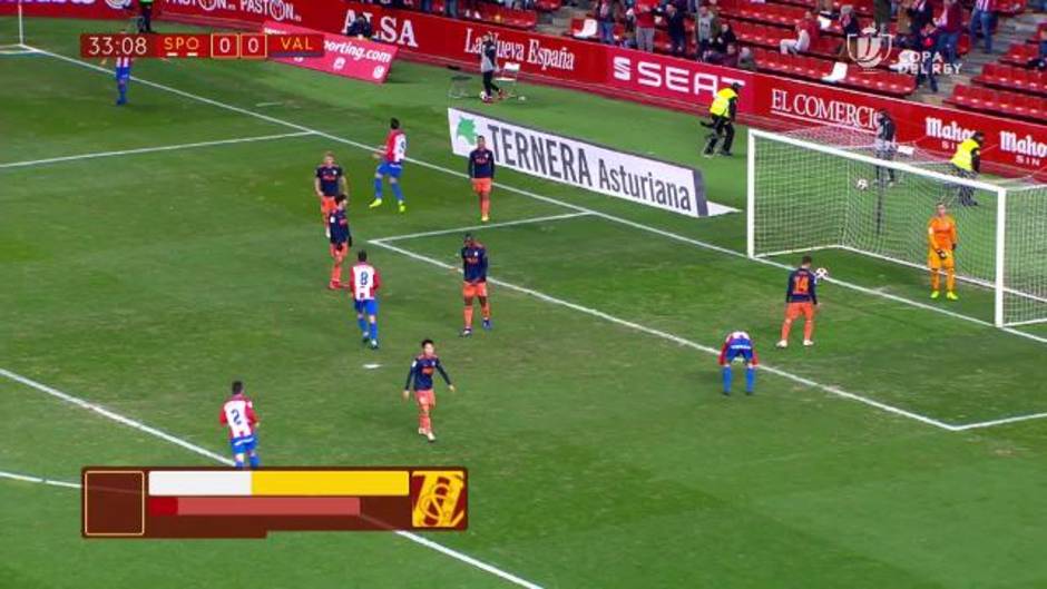 Gol de Noblejas (1-0) en el Sporting 2-1 Valencia