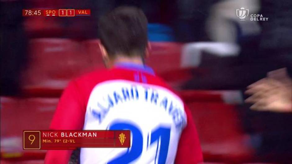 Gol de Blackman (2-1) en el Sporting 2-1 Valencia