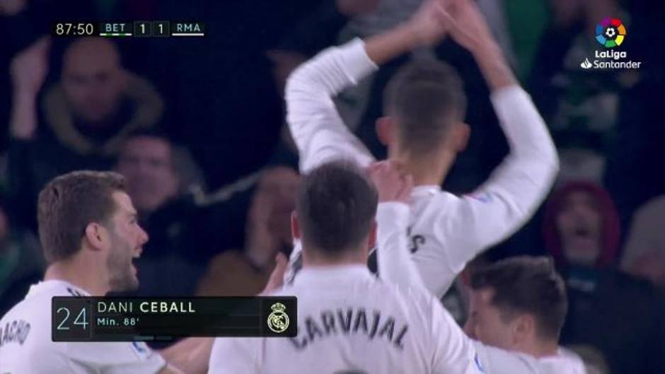 La Liga (J19): Gol de Ceballos (1-2) en el Betis 1-2 Real Madrid