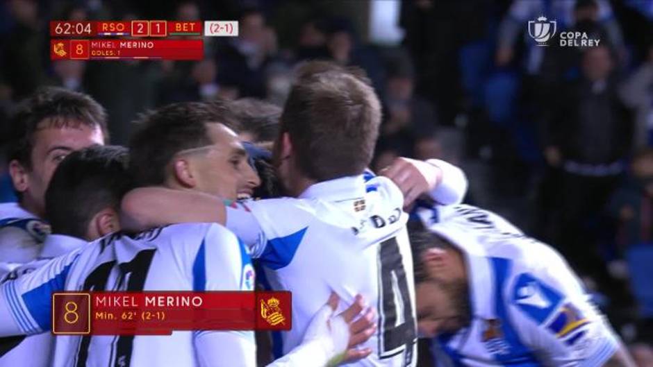 Copa del Rey: Gol de Merino en el Real Sociedad 2-2 Betis