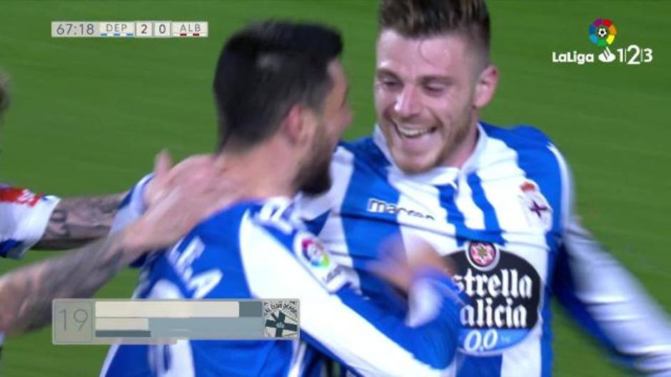 Gol de Borja Valle (2- 0) en el Deportivo 2 - 0 Albacete