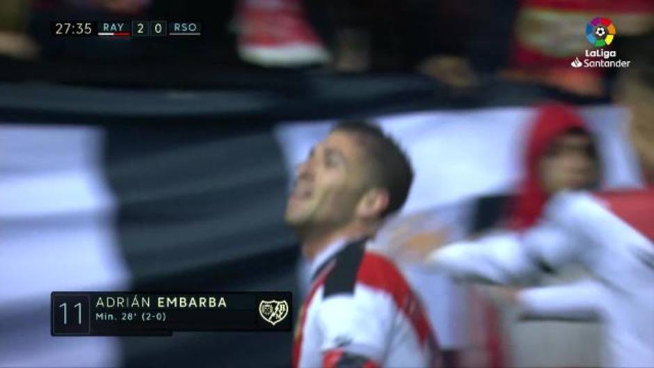 Gol de Embarba (2-0) en el Rayo 2-2 Real Sociedad