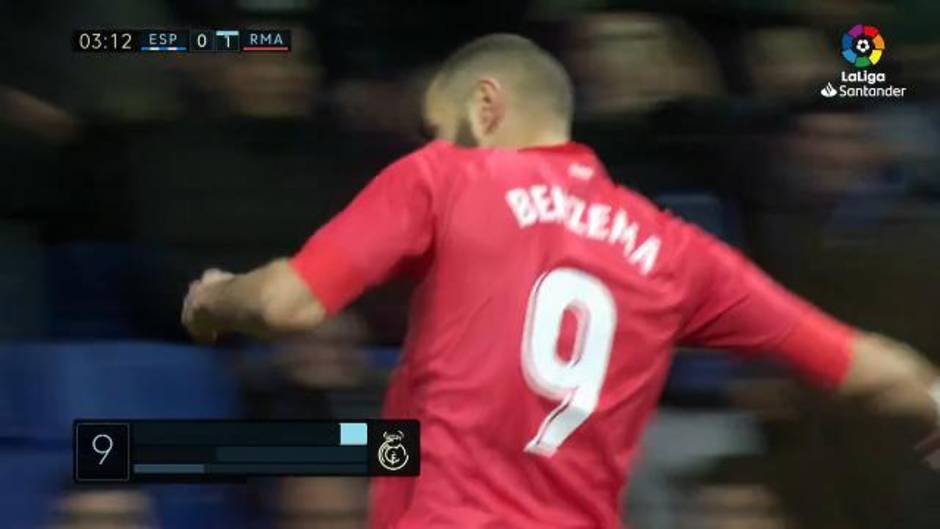 Gol de Benzema (0-1) en el Espanyol 2-4 Real Madrid