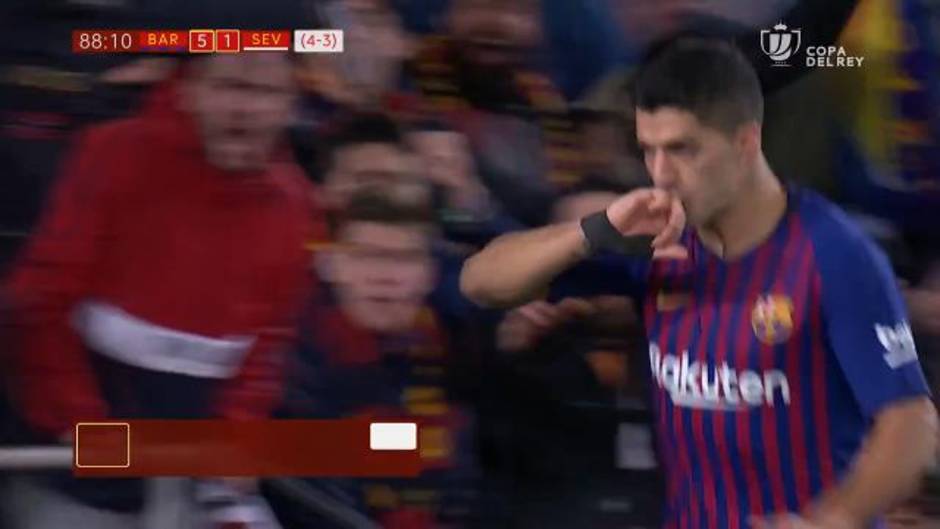 Gol de Luis Suárez (5-1) en el Barcelona 6-1 Sevilla