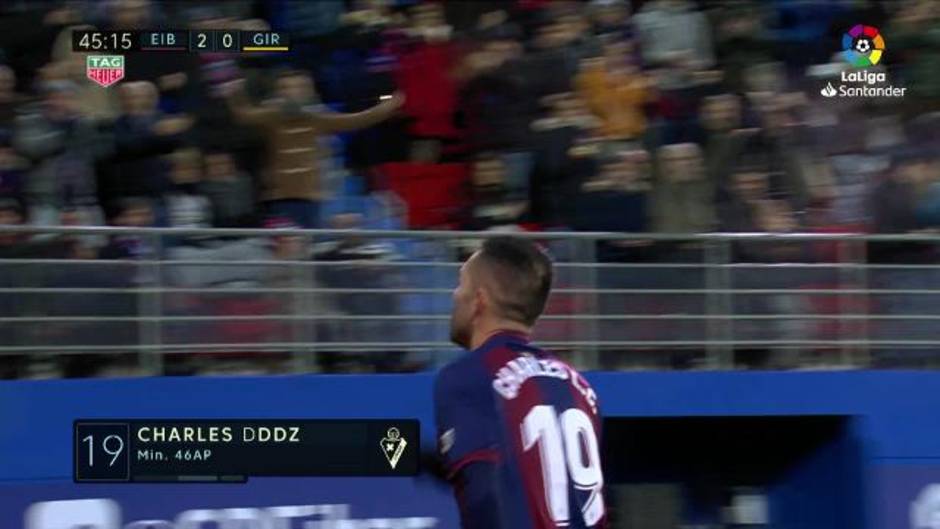Gol de Charles (2-0) en el Eibar 3 - 0 Girona