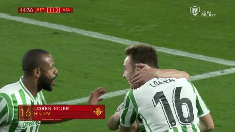 El gol de Loren (1-0) en el Betis-Valencia de la semifinal de la Copa del Rey (2-2)