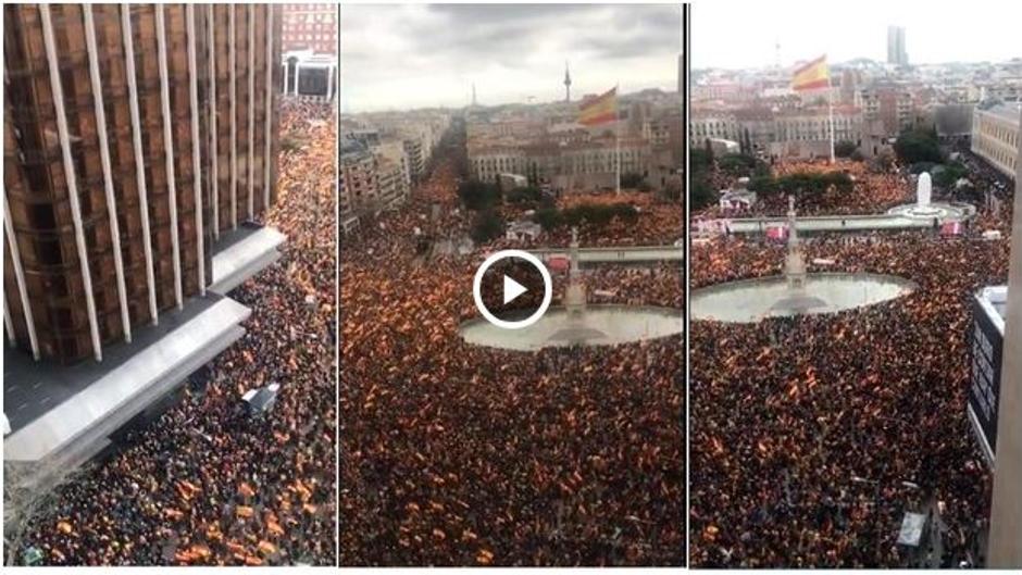 El vídeo que prueba la enorme dimensión de la manifestación por la «unidad de España»