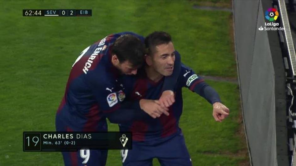 LaLiga (J23): el gol de Charles (0-2) en el Sevilla 2-2 Eibar