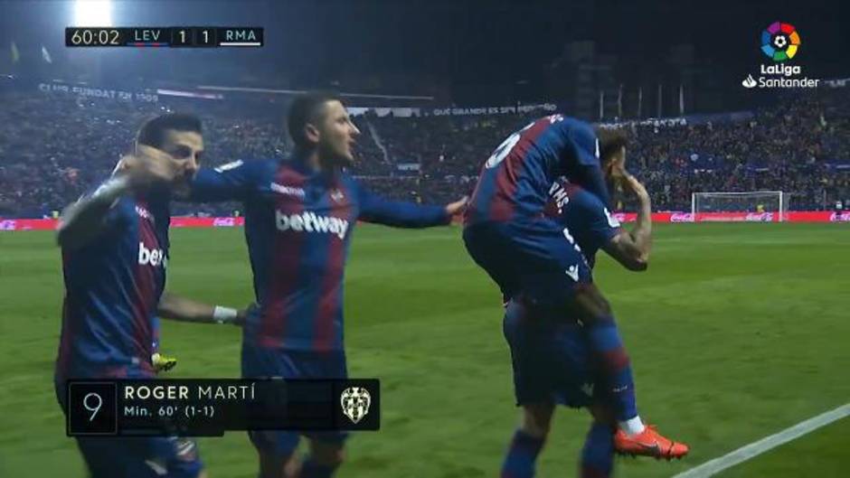Gol de Roger (1-1) en el Levante 1-2 Real Madrid