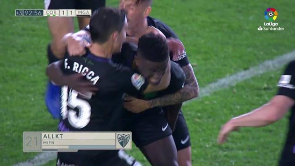 Gol de N'Diaye (1-1) en el Córdoba 1-1 Málaga