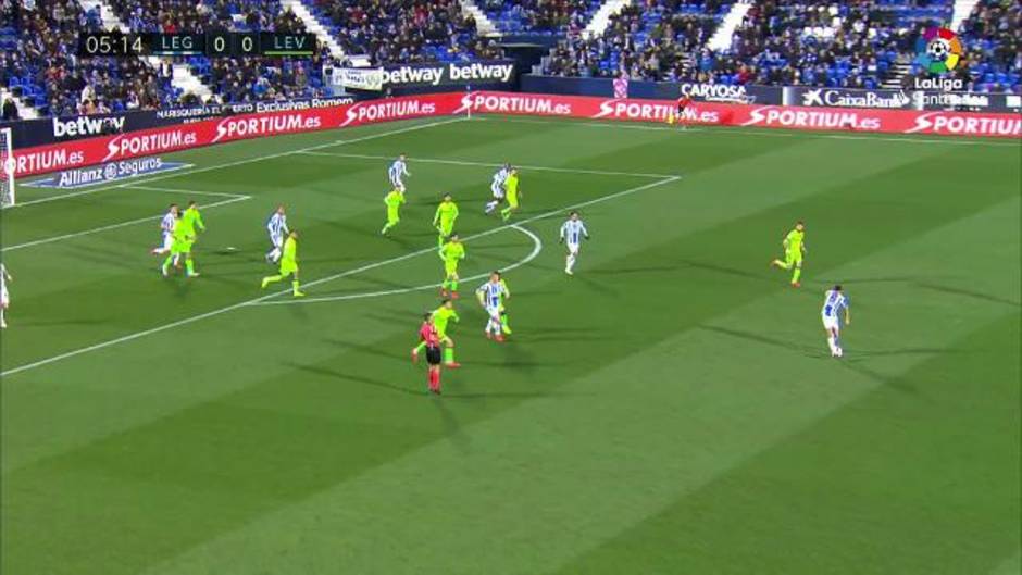 Óscar Rodríguez, al palo en el Leganés-Levante