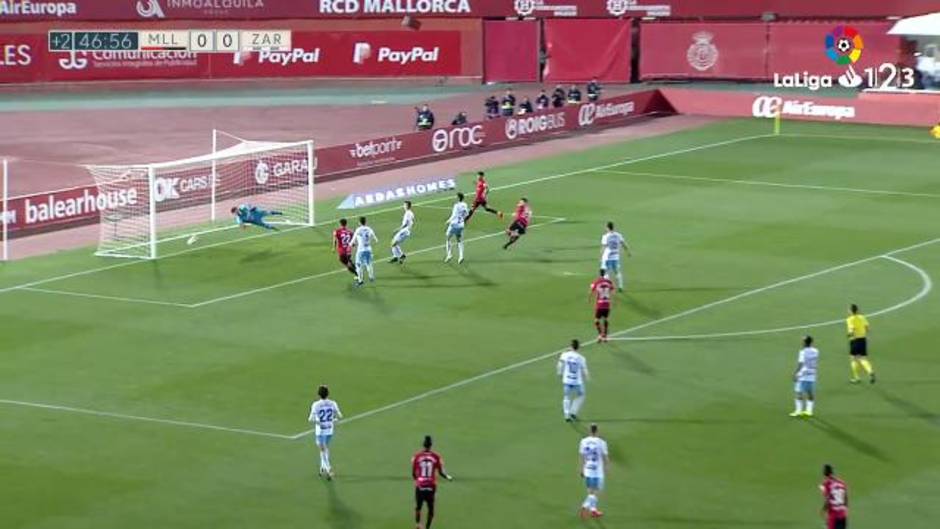 Gol de Raíllo (1-0) en el Mallorca 3-0 Zaragoza