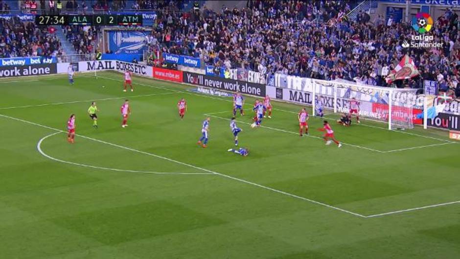 Golpe de Rodrigo Ely en el Alavés 0-4 Atlético