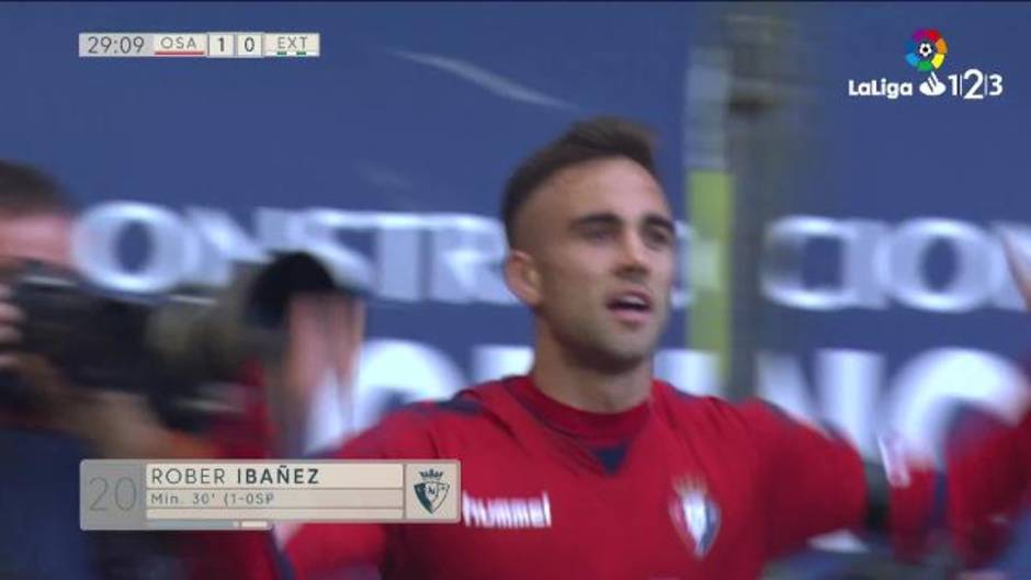 Gol de Rober Ibáñez en el Osasuna 1-0 Extremadura