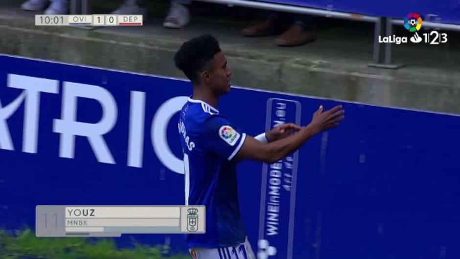 Gol de Bárcenas (1-0) en el Real Oviedo 1-1- Deportivo