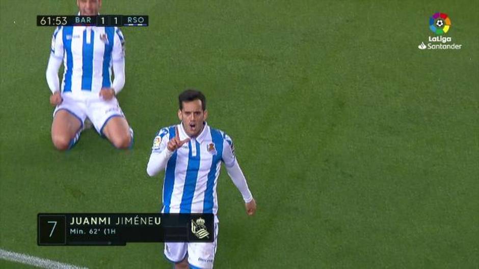 Gol de Juanmi (1-1) en el Barcelona 2-1 Real Sociedad