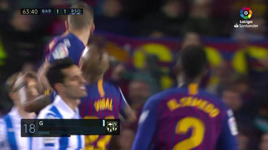 Gol de Alba (2-1) en el Barcelona 2-1 Real Sociedad