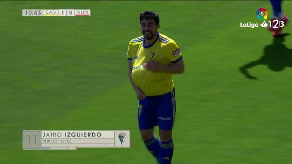 Gol de Jairo (1-0) en el Cádiz 2-1 Numancia