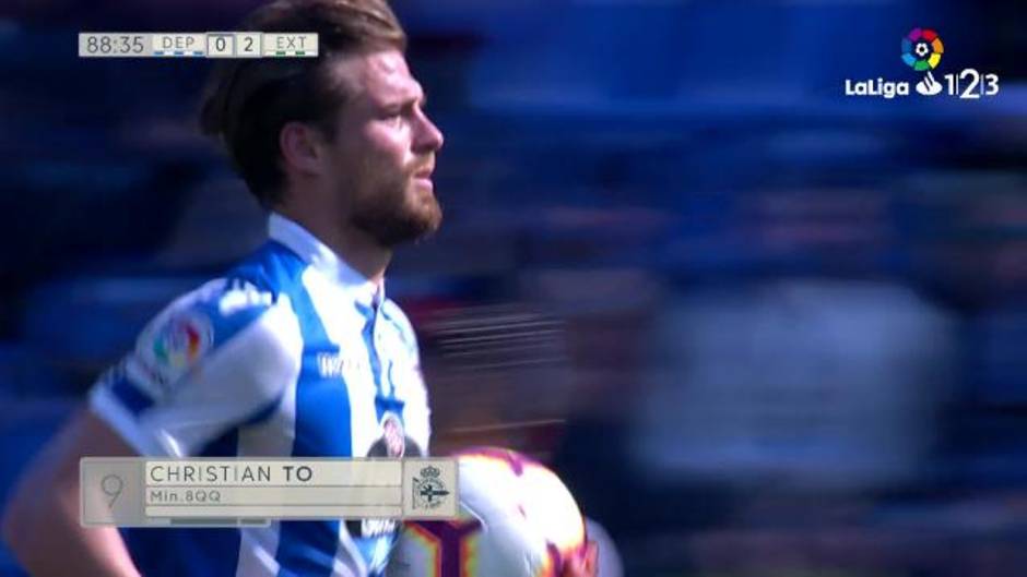 LaLiga (J35): Gol de Christian Santos (Deportivo) En el Deportivo 1-2 Extremadura
