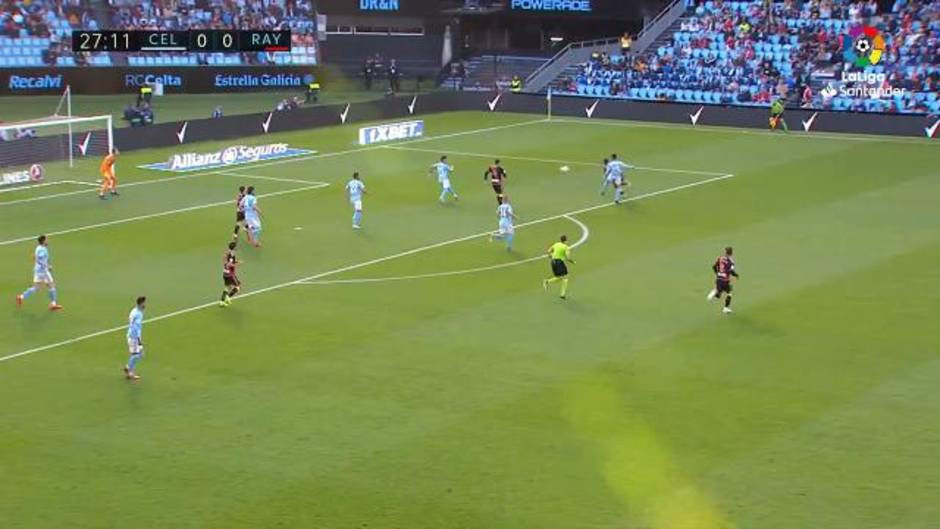 Gol de Embarba (0-1) en el Celta 2-2 Rayo Vallecano