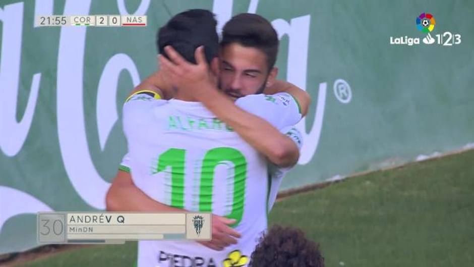 Gol de Andrés Martín (2-0) en el Córdoba 4-3 Nástic