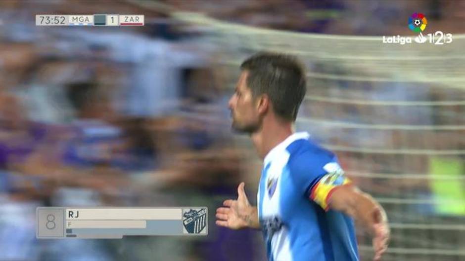 LaLiga 123 (J40): Gol de Adrián González (Málaga CF) que supone el 3-1 en el Málaga 3-1 Zaragoza
