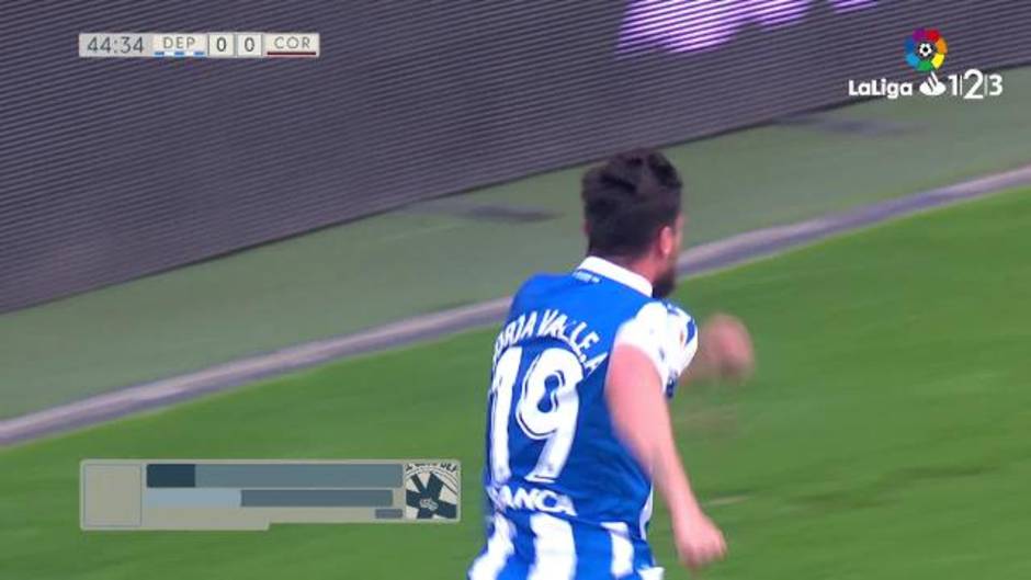 Gol de Borja Valle (1-0) en el Deportivo 2-0 Córdoba
