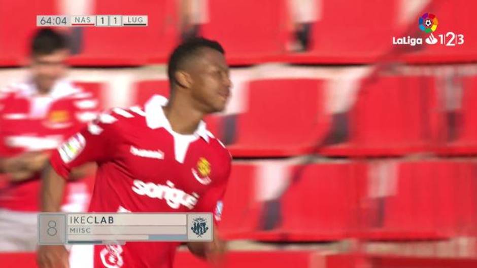 Gol de Ikechukwu Uche (1-1) en el Nàstic 1-1 Lugo