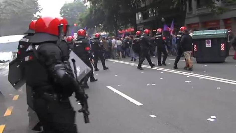 Incidentes en la jornada de huelga del metal en Bilbao