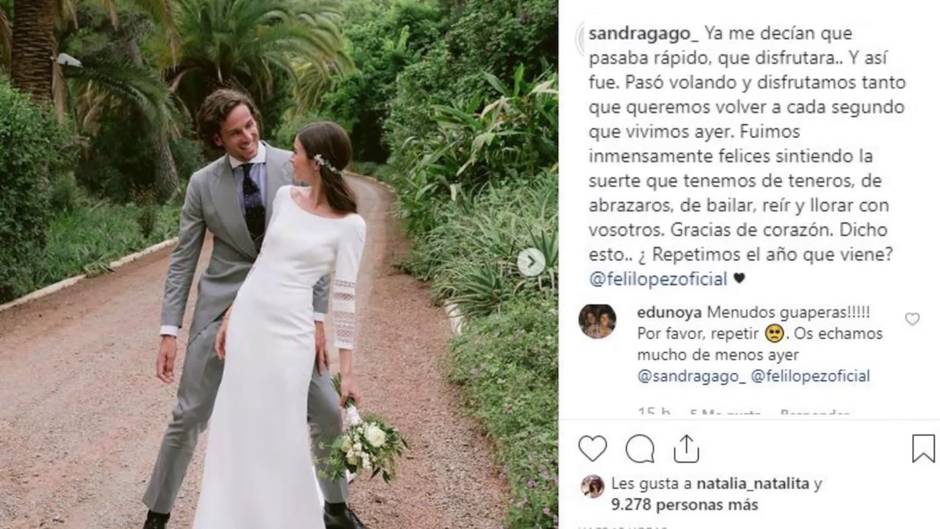 Feliciano López y Sandra Gago comparten un pequeño álbum de su boda