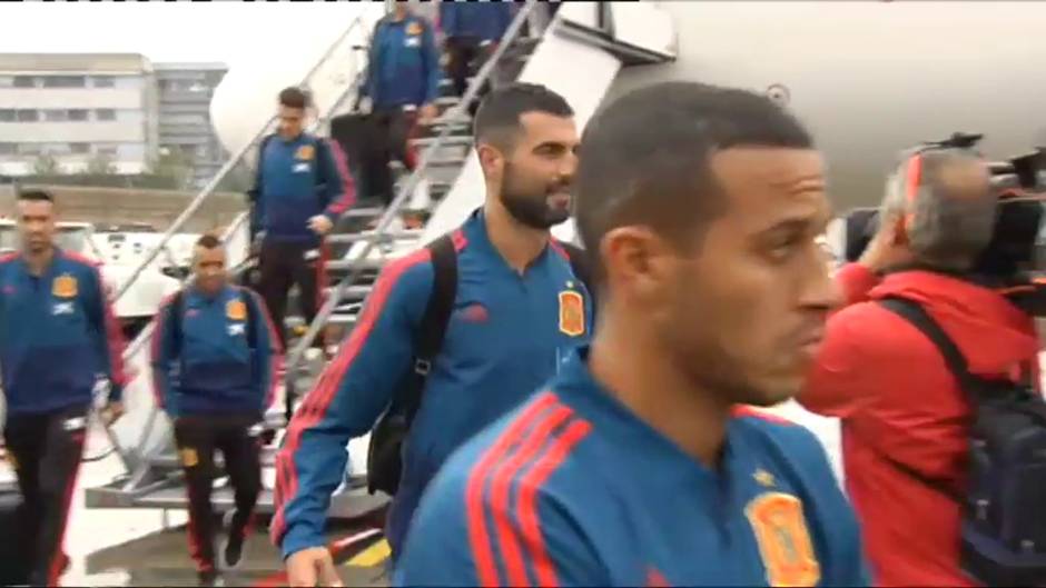 La selección española de fútbol llega a Oslo