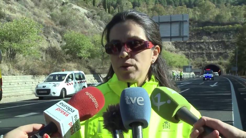 Simulacro de accidente de tráfico en el túnel de Miravete