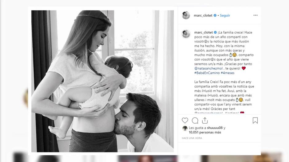 Natalia Sánchez y Marc Clotet esperan su segundo hijo