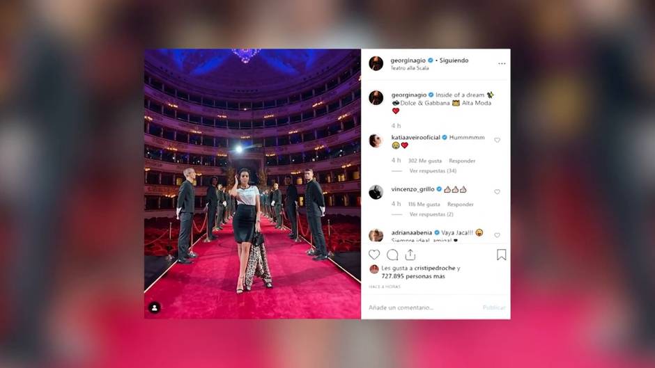 Georgina disfruta del desfile de Dolce & Gabbana de Milán