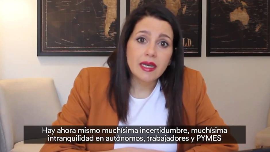 Arrimadas pide a Sánchez una cumbre telemática con los partidos