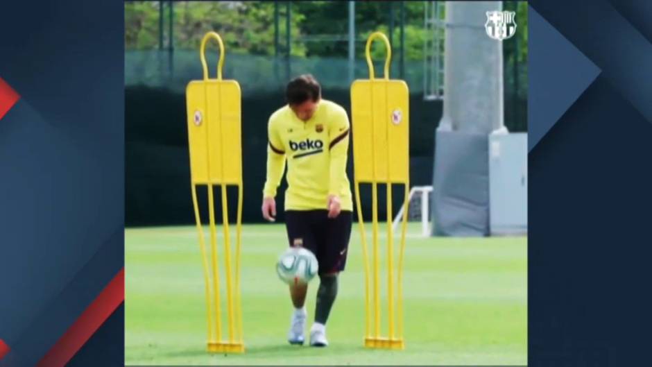 La sesión de entrenamiento individual de Messi, todo un espectáculo