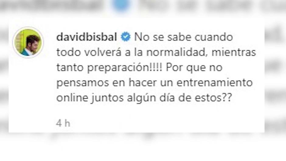 Bisbal se prepara físicamente mientras la vida vuelve a la normalidad