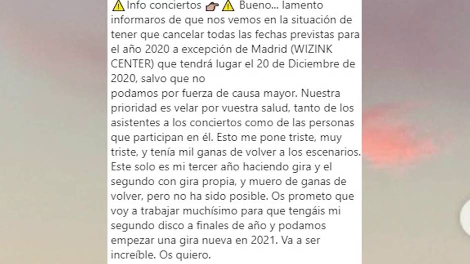 Aitana confirma la cancelación de su gira