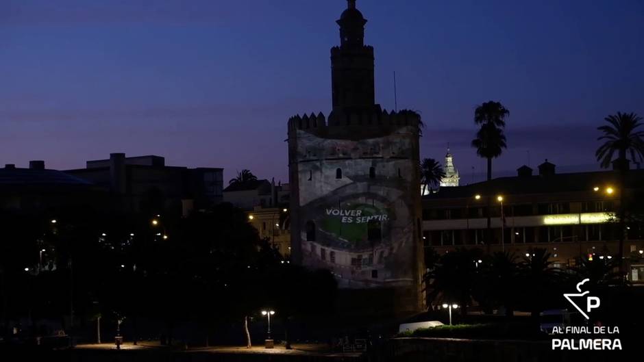 El mapping de la Torre del Oro para el regreso de LaLiga con el derbi