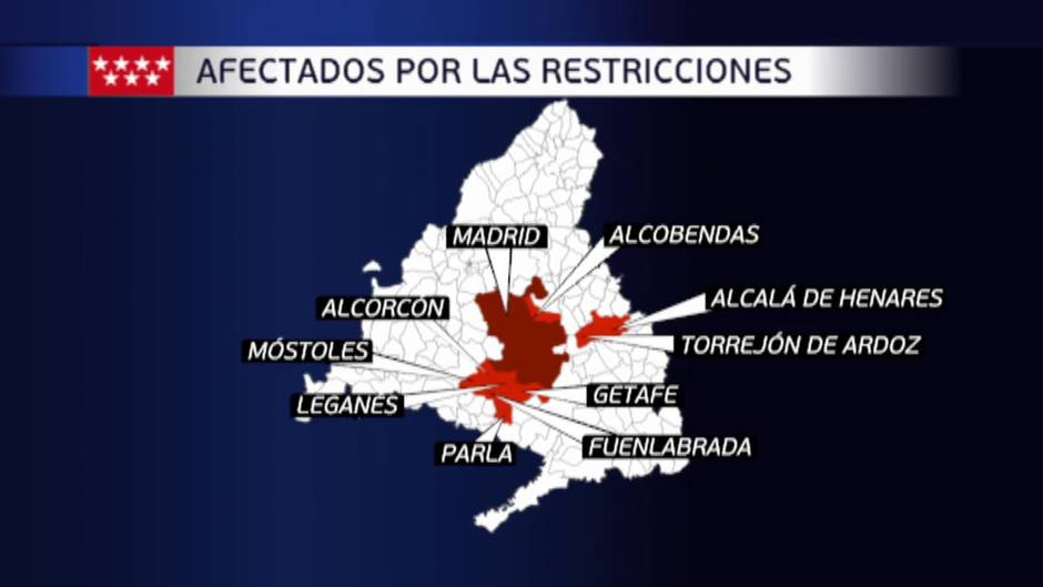 Nueve municipios madrileños afectados por las nuevas restricciones de Sanidad