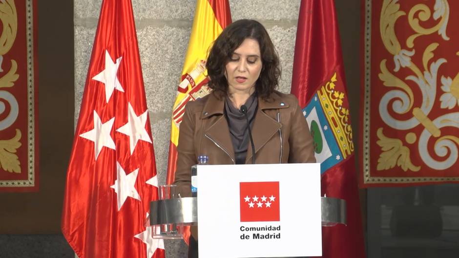 Ayuso pide al Gobierno que anule el estado de alarma