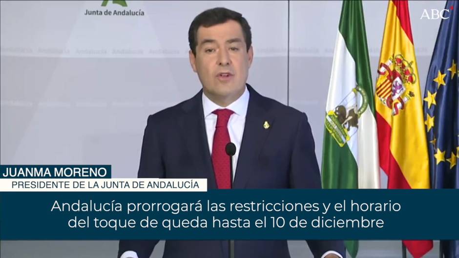 Andalucía prorrogará las restricciones y el horario del toque de queda hasta el 10 de diciembre