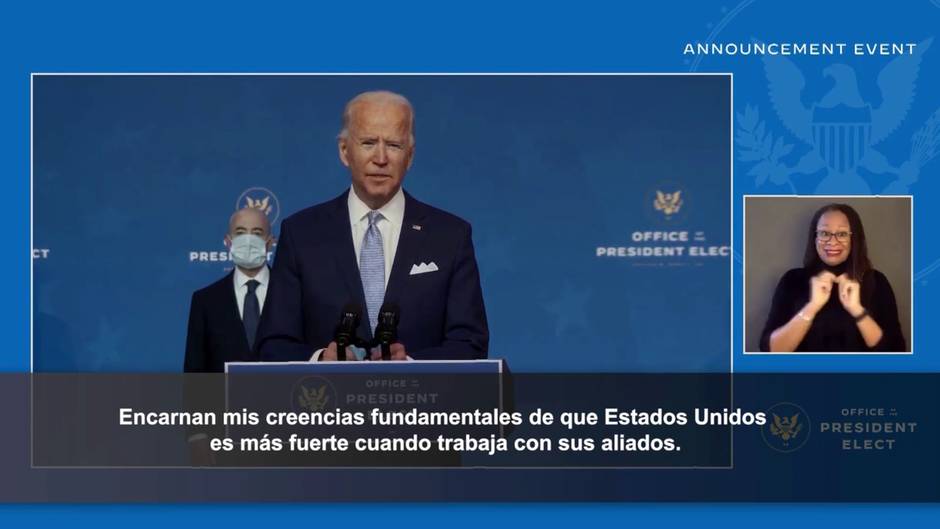 Biden presenta oficialmente a su Gabinete: "EEUU ha vuelto"