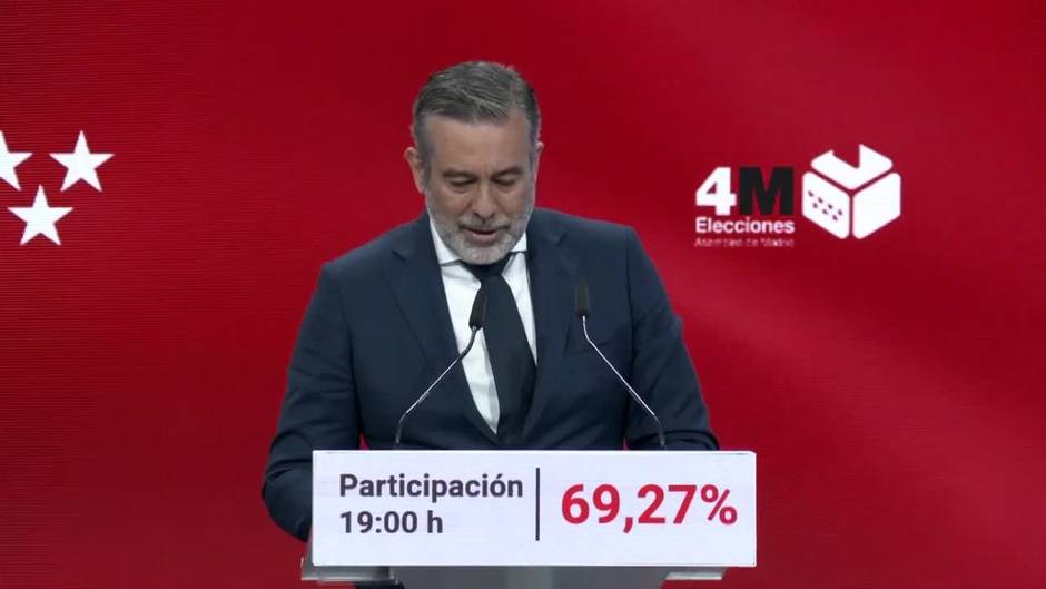 La participación a las 19 horas se sitúa en el 69,27%