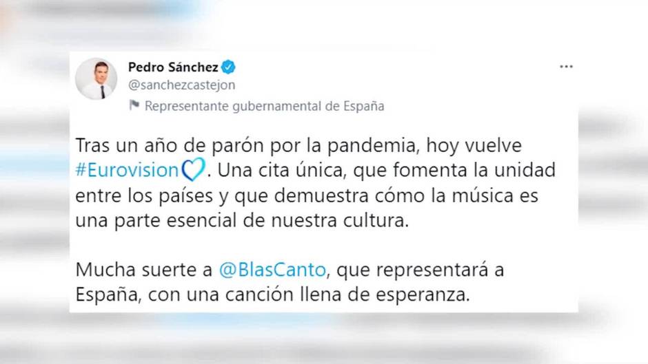 Blas Cantó da las gracias tras quedar en el puesto 24 en Eurovisión